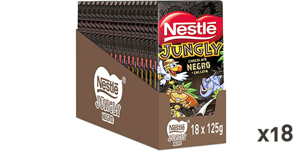 Chollo Flash Pack x18 Nestlé Jungly negro por sólo 17,60€ (0,97€ por tableta)