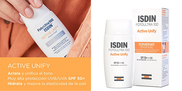 Chollo Isdin FotoUltra 100 Active Unify factor SPF 50+ por sólo 19,99€ (28% de descuento)