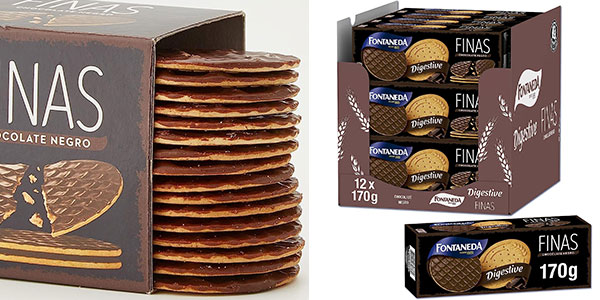 Chollo Pack x 12 Galletas Fontaneda Digestive Finas con Chocolate Negro de 170 g por sólo 19,99€ (-29%)