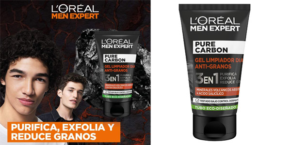 Chollo Gel limpiador facial diario anti-granos L’Oréal Paris Men Expert Pure Carbon de 100 ml por sólo 4,33€ (27% de descuento)