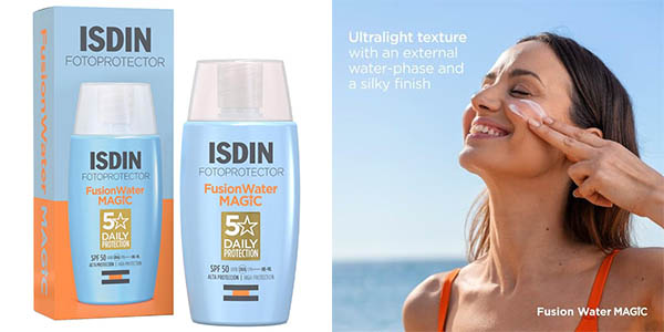 Chollo Protector solar facial Isdin Fusion Water Magic SPF 50 por sólo 18€ (30% de descuento)