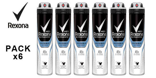 Chollo Pack de 6 desodorantes x 200 ml Rexona Invisible Ice Fresh para hombre por sólo 11,99€ (-22%) ¡A 1,99€ la unidad!