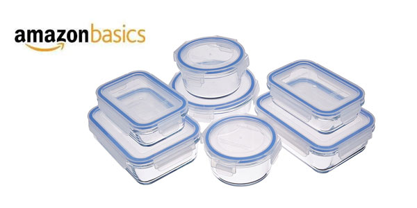 Chollo Pack x7 Recipientes de cristal AmazonBasics con tapas por sólo 27,14€ con envío gratis (-20%)