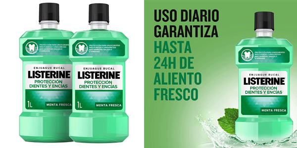 Chollo Pack x2 Enjuague bucal Listerine Protección Dientes y Encías de 1000 ml por sólo 8,99€ (34% de descuento)