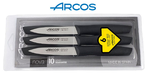 Chollo Pack de 6 cuchillos Arcos Nova con hoja de acero de 100 mm por sólo 13,49€ (-19%)