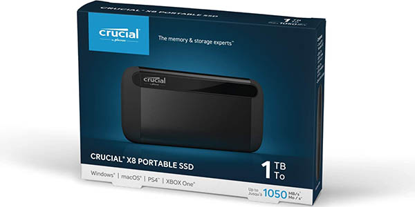 Chollo Disco SSD portátil Crucial CT X8 de 1 TB por sólo 60,99€ con envío gratis (-57%)