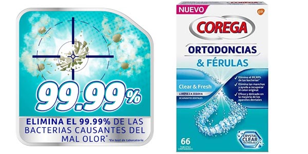 Chollo Pack x66 Tabletas limpiadoras Corega para férula dental y ortodoncia por sólo 9,59€ (31% de descuento)