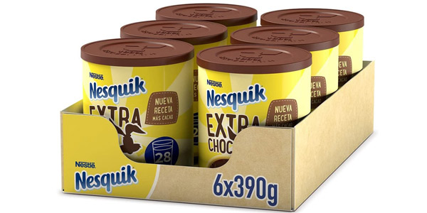 Chollo Pack x6 Botes Nesquik Extra Choc de 390 gramos por sólo 15,99€ (24% de descuento)