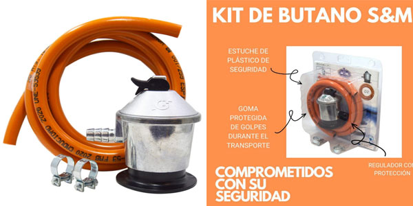 Chollo Kit Regulador de butano con tubo de goma de 1,5 m y 2 abrazaderas por sólo 10,99€ (-31%)