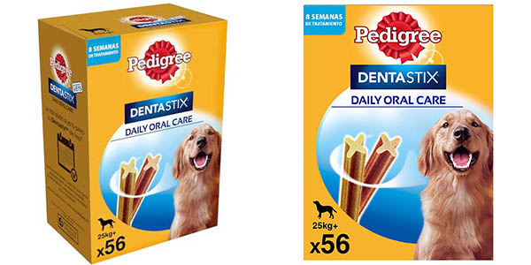 Chollo Pack x56 Pedigree Dentastix Uso Diario para perros grandes (+25 kilos) por sólo 12,39€ (-42%)