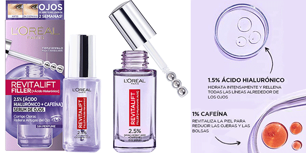 Chollo Sérum de ojos L’Oréal Revitalift Filler de 20 ml por sólo 12,99€ (46% de descuento)