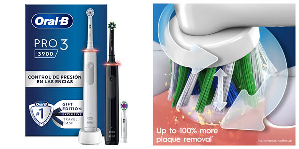 Chollo Pack x2 Cepillo de dientes Oral-B PRO 3 3900 por solo 69,95€ con envío gratis (-46%)