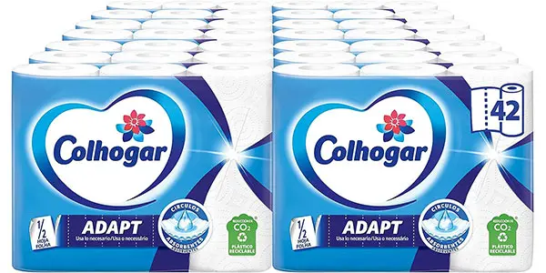 Chollo Pack de 42 rollos de papel de cocina Colhogar Adapt con precorte de media hoja por sólo 23,57€ ¡0,56€ cada uno!