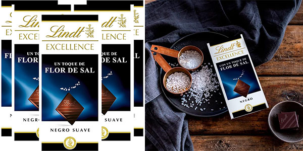 Chollo Pack x5 Tableta de chocolate Lindt Excellence Flor de Sal de 100 g por sólo 10,50€ (-30%)