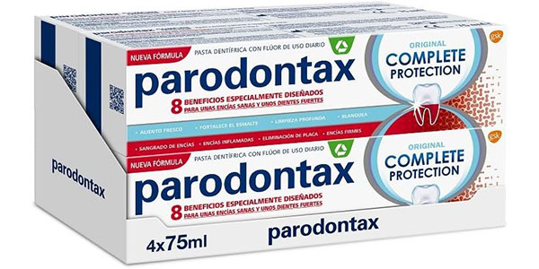 Chollo Pack x4 Dentífrico Parodontax Complete Protection de 75 ml por sólo 15,37€ (-30%)