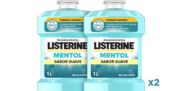 Chollo Pack x2 Listerine Mentol suave por sólo 8,99€ (34% de descuento) ¡Sólo 4,49€ cada uno!