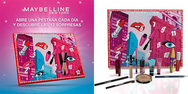 Chollo Calendario de adviento Maybelline New York con 12 productos de maquillaje por sólo 29,99€ con envío gratis (-29%)