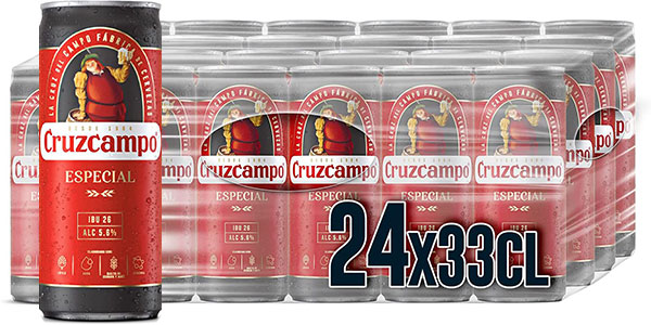 Chollo Pack de 24 latas de cerveza Cruzcampo Especial de 33 cl por sólo 12,60€ ¡Sólo 0,52€ cada una!