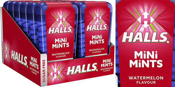 Chollo Pack de 12 envases de caramelos Halls Mini Mints de sandía por sólo 6,99€ (-18%)