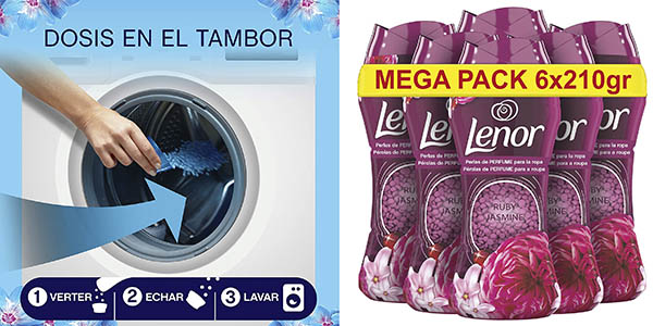 Chollo Pack x6 Lenor Unstoppables Jazmín Rubí de 210 g por sólo 24,46€ (4,07€ cada uno)