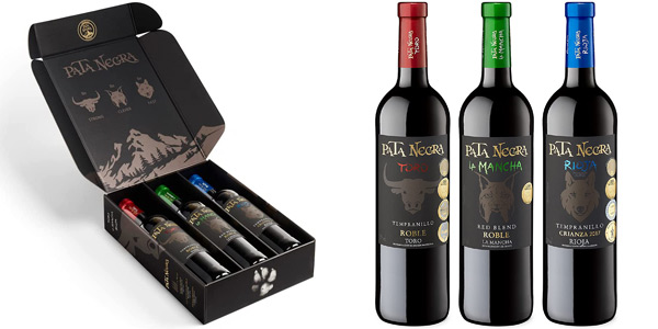 Chollo Estuche x3 Botellas vino tinto Pata Negra edición especial fauna ibérica de 750 ml por sólo 17,82€ (15% de descuento)