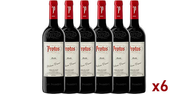 Chollo Pack x6 Vino tinto Protos Roble D.O. Ribera del Duero de 750 ml por sólo 45,84€ con envío gratis (7,64€ la botella)