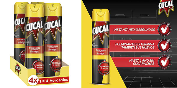 Chollo Pack x4 botes Cucal Aerosol Instant de 400 ml por sólo 13,29€ con cupón descuento (-50%) ¡A 3,32€ cada uno!