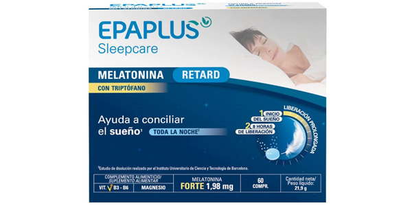 Chollo Caja x60 Comprimidos Epaplus Sleepcare de Melatonina de liberación prolongada por sólo 7,95€ (-34%)