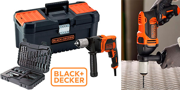 Chollo Kit Taladro percutor Black+Decker BEH850KA32-QS de 850 W con 32 piezas y caja de herramientas por sólo 54,99€ con envío gratis (-35%)