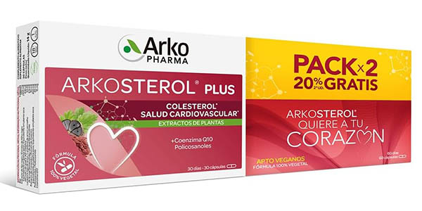 Chollo Pack x2 Envases de 30 cápsulas Arkosterol Plus + Q10 de Arkopharma con levadura roja de arroz por sólo 23,40€ (37% de descuento)