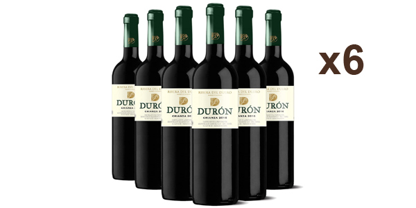 Chollo Pack x6 Vino Tinto Durón Crianza 2018 de 750 ml/ud por sólo 31,20€ con envío gratis (-43%)