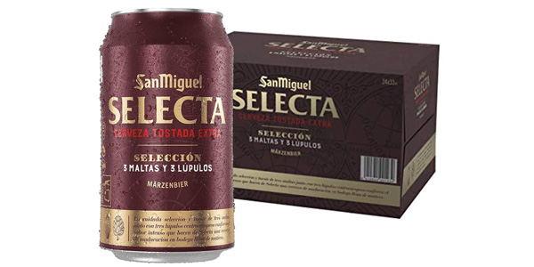 Chollo Pack x24 Latas de cerveza San Miguel Selecta de 330 ml por sólo 14,97€ (35% de descuento)