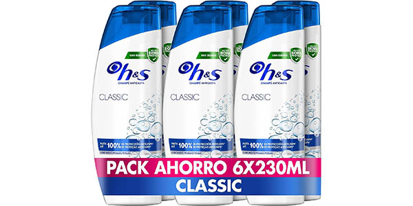 Chollo Pack x6 Champú H&S Classic anticaspa de 230 ml por sólo 13,96€ (-22%)