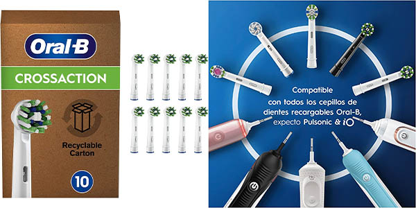 Chollo Pack x10 Recambios Oral-B CrossAction originales por sólo 24,99€ (2,50€ cada uno)