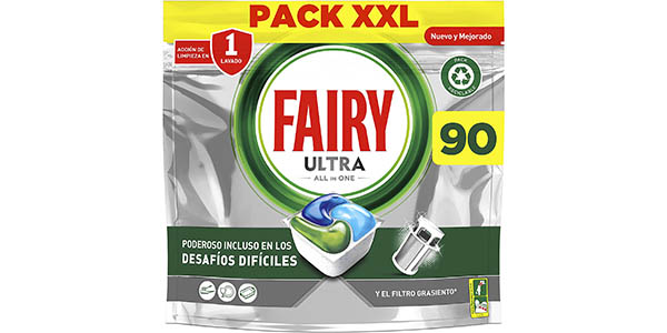 Chollo Pack Lavavajillas Fairy Ultra All in one de 90 cápsulas por sólo 20,49€ (-27%) ¡23 céntimos cada lavado!