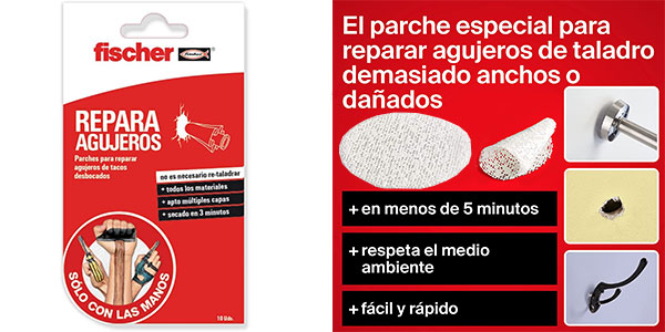 Chollo Repara Agujeros Fischer con 10 parches por sólo 5,85€ (-33%)