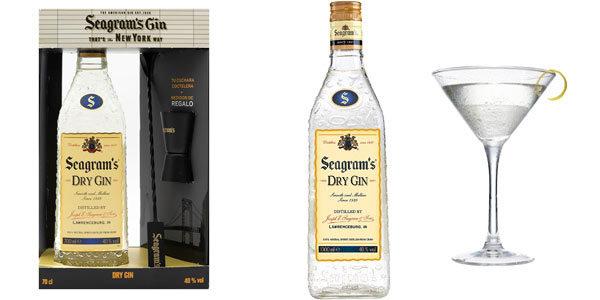 Chollo Pack Ginebra Premium Seagram’s Dry de 700 ml con medidor y cuchara coctelera por sólo 15€ (-18%)