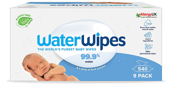 Chollo Pack x540 Toallitas biodegradables Waterwipes para bebés por sólo 23,90€ (33% de descuento)