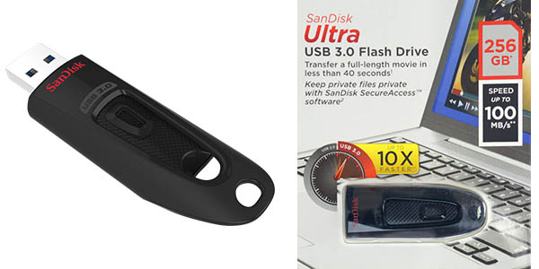 Chollo Pendrive SanDisk Ultra USB 3.0 de 256 GB por sólo 20,99€ (25% de descuento)