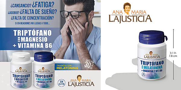 Chollo Triptófano con melatonina, magnesio y VIT B6 Ana María Lajusticia (60 comprimidos) por sólo 9,45€ (32% de descuento)