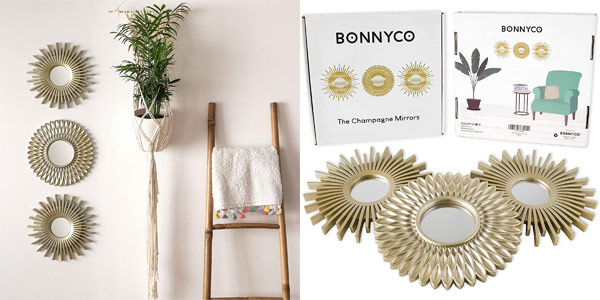 Chollo Pack x3 Espejos decorativos de pared Bonnyco por sólo 9,99€ ¡Top ventas!