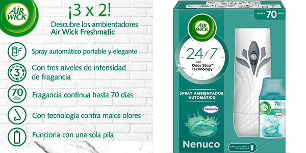 Chollo Ambientador Air Wick Freshmatic + recambio aroma Nenuco por sólo 3,99€ (-56%)