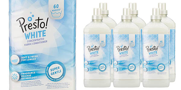 Chollo Pack x6 Botellas de Suavizante concentrado Amazon – Presto! blanco por solo 10,71€ (-17%) ¡360 lavados!