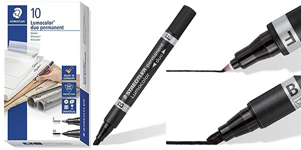 Chollo Pack x10 Rotuladores permanentes Staedtler Lumocolor 348-9 de doble punta por sólo 5,88€ (-72%)