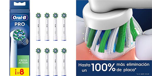 Chollo Pack de 8 recambios Oral-B CrossAction originales por sólo 24,99€ (-32%) ¡Sólo 3,12€ la unidad!