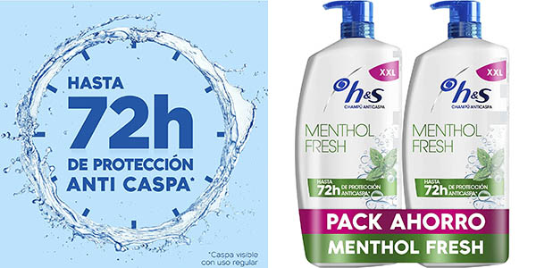 Chollo Pack x2 Champú anticaspa H&S Menthol Fresh (2.000 ml) por sólo 16,75€ (-35%)