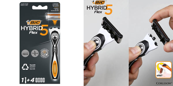 Chollo Pack 5 recambios BIC Hybrid 5 Flex por sólo 8,95€ (38% de descuento)