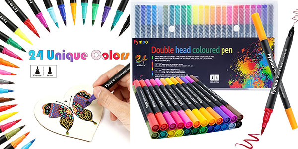 Chollo Set de 24 rotuladores de doble punta Fymoo para lettering por sólo 7,99€ con cupón (-20%)