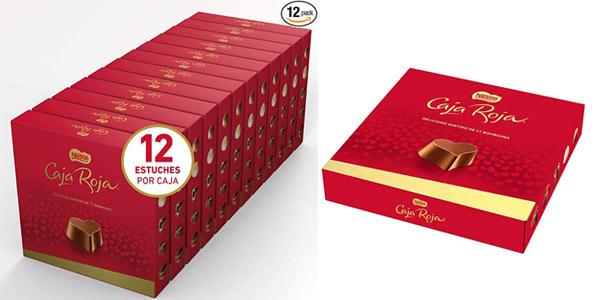 Chollo Pack x12 Cajas de bombones de chocolate Nestlé Caja Roja de 100 g por sólo 28,73€ (2,39€ cada una)