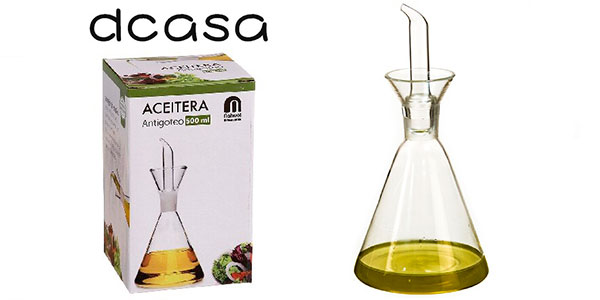 Chollo Aceitera de cristal antigoteo Dcasa de 500 ml por sólo 10,95€ (-22%) ¡Muy buena!